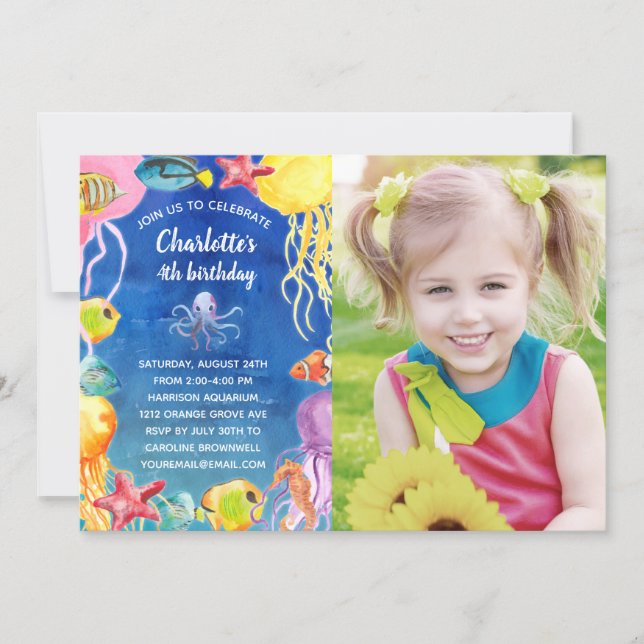 Under the Sea Kids Birthday Party Photo Invitation (Front)