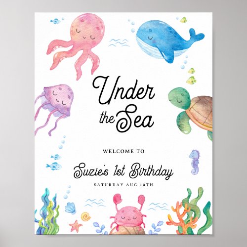 Under the Sea Kids Birthday Party Welcome Sign