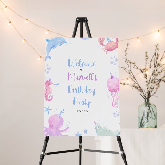 Under The Sea Kids Birthday Welcome Sign (In Situ (Stand))