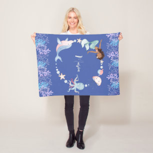 Under the sea kids custom name Fleece Blanket