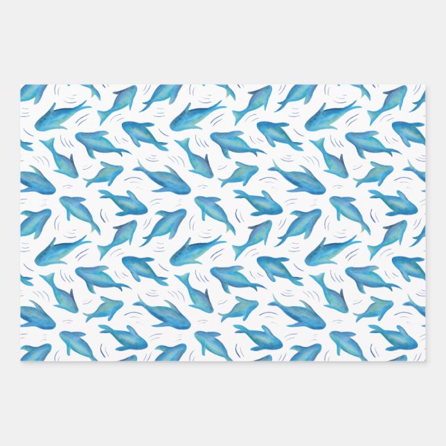 Under the Sea kids ocean fish shark Wrapping Paper Sheets (Front)