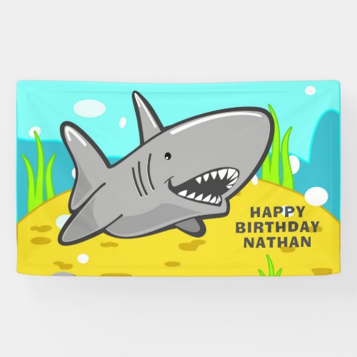 Under the Sea Kids Shark Birthday Party Banner