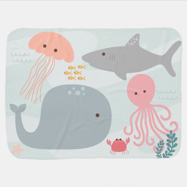 Under The Sea Large Print Baby Blanket (Horizontal)