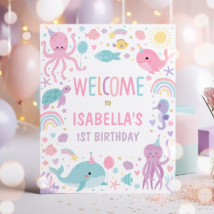 Under The Sea Let's Shellebrate Birthday Welcome Poster