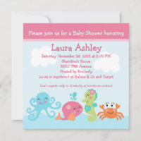 Under the Sea life/Girl Baby Shower Invitation