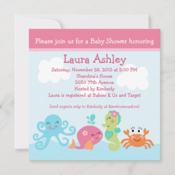 Under The Sea Life/girl Baby Shower Invitation by Personalizedbydiane at Zazzle