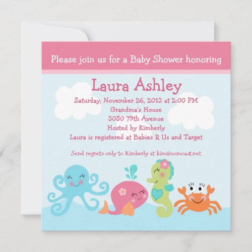 Under the Sea lifeGirl Baby Shower Invitation