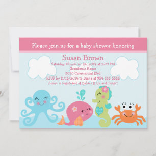 Under the Sea life/Girl Baby Shower Invitation