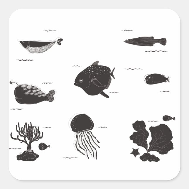 Under the Sea Life Square Sticker (Front)