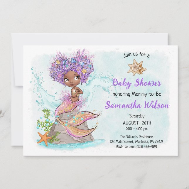 Under the Sea Little Mermaid Baby Shower Invitation (Front)