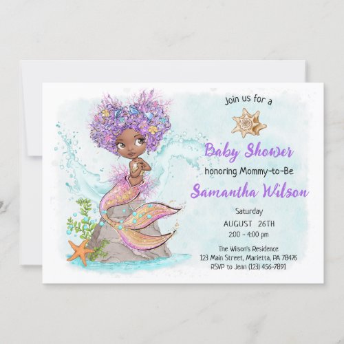 Under the Sea Little Mermaid Baby Shower Invitation