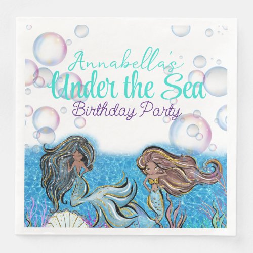 Under the Sea Little Mermaid Princess Theme Party Paper Dinner Napkins