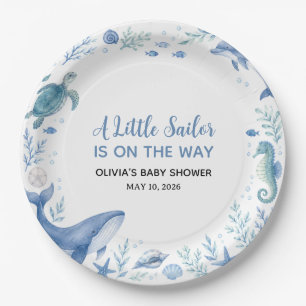 Under the Sea Little Sailor Baby Shower Paper Plates