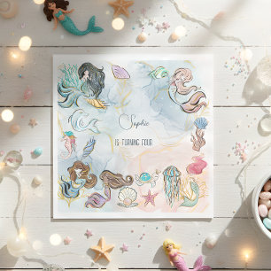 Under the sea lovely Mermaids birthday Napkins