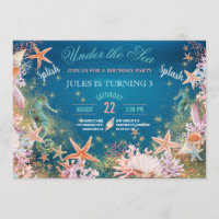 Under The Sea Magical Seahorse Kids Birthday Party Invitation