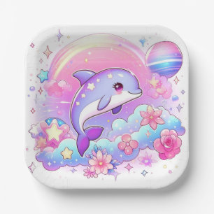  Under the Sea Majestic Dolphin Baby Shower Paper Plates