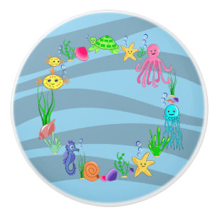 Under the Sea Marine Creatures Ceramic Knob