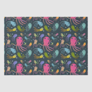 Under the Sea Marine Life Cartoon Dark Background Tissue Paper