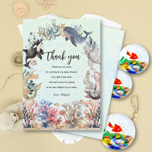 Under the sea marine life neutral Baby Shower Thank You Card