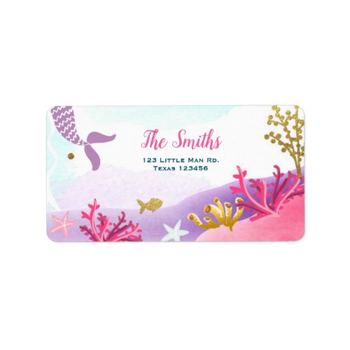 Under The Sea Mermaid Address Labels Pink Gold