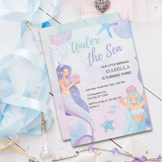 Under the Sea Mermaid Adventure Birthday Invitation (Creator Uploaded)