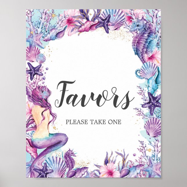 Under the Sea Mermaid Baby Bridal Shower Favors  Poster (Front)