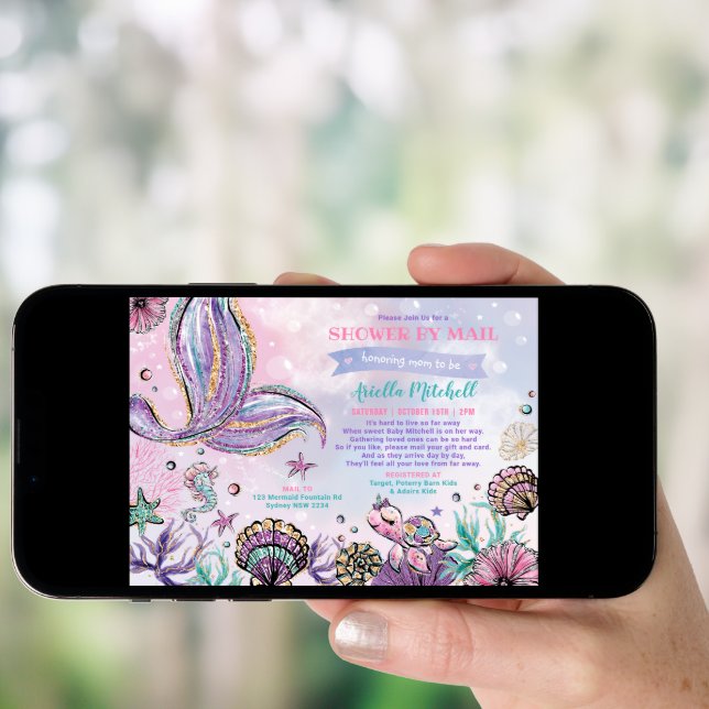 Under the Sea Mermaid Baby Shower By Mail Invitation (Front Digital)
