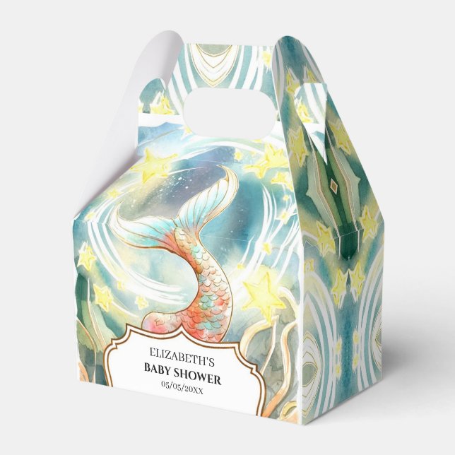 Under the Sea Mermaid Baby Shower Favor Boxes (Front Side)