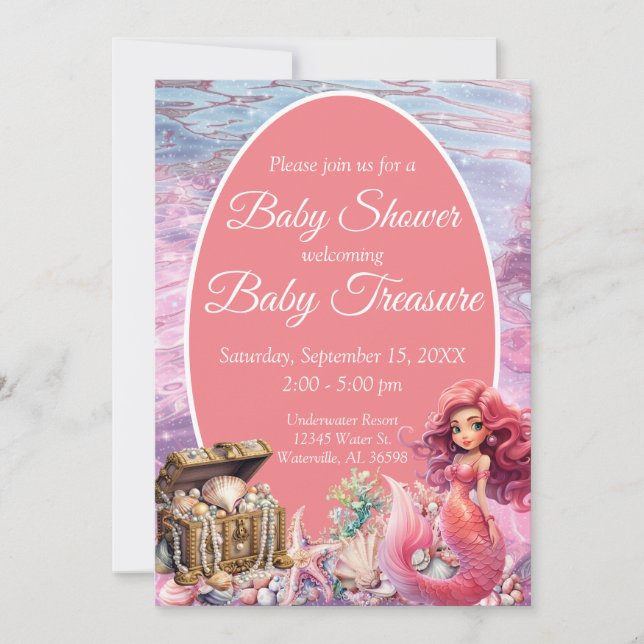 Under The Sea Mermaid Baby Shower Invitation (Front)