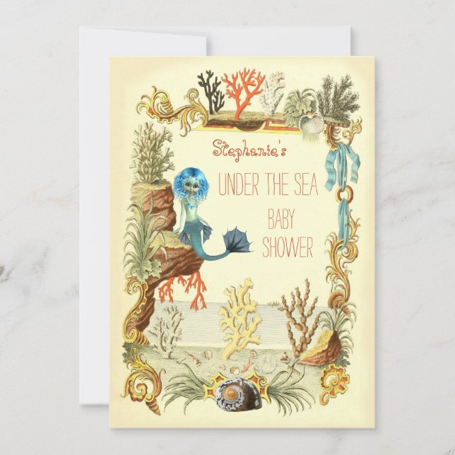 Under The Sea Mermaid Baby Shower Invitation (Front)