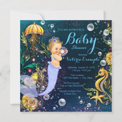 Under The Sea Mermaid Baby Shower Invitation