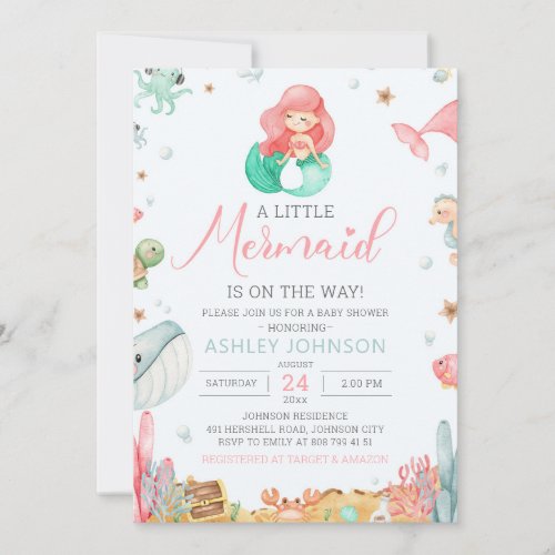 Under the Sea Mermaid Baby Shower Invitation