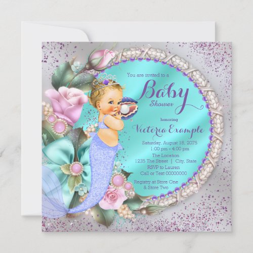 Under The Sea Mermaid Baby Shower Invitation