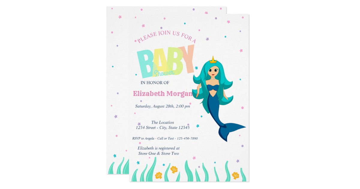 Under The Sea, Mermaid Baby Shower Invitation
