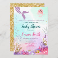 Under the Sea Mermaid Baby shower Invitation Girl