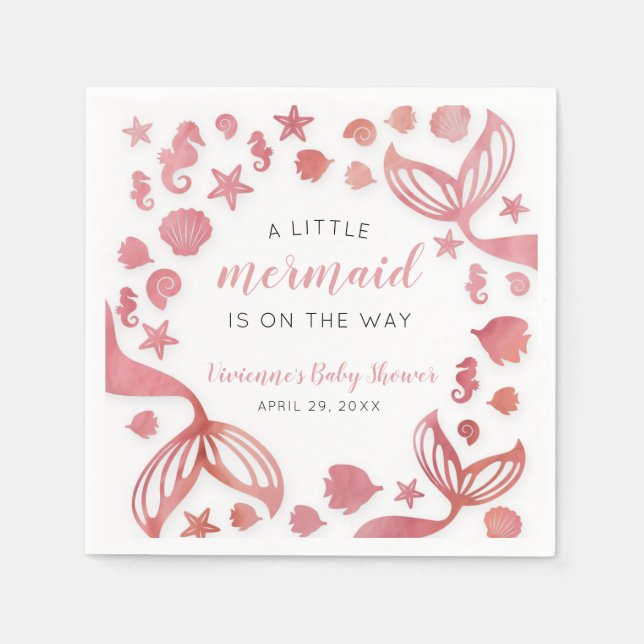 Under the Sea Mermaid Baby Shower Napkins (Front)