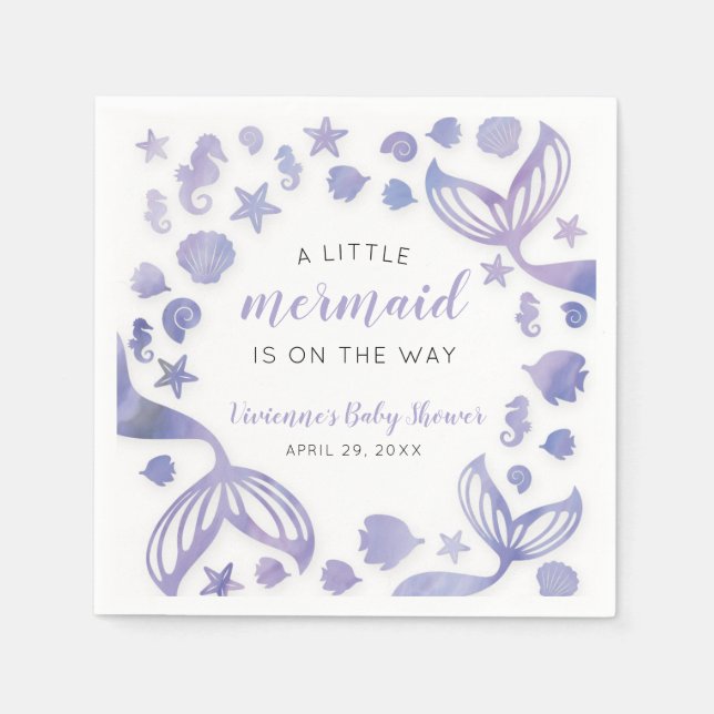 Under the Sea Mermaid Baby Shower Napkins (Front)