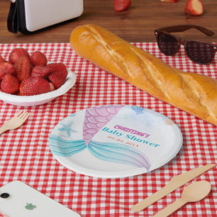 Under the Sea Mermaid Baby shower party Paper Plates