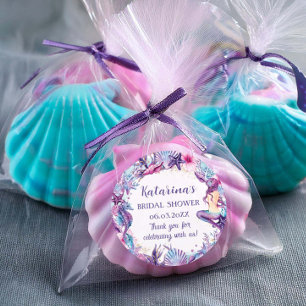 Under the Sea Mermaid Baby Shower Purple Turquoise Classic Round Sticker