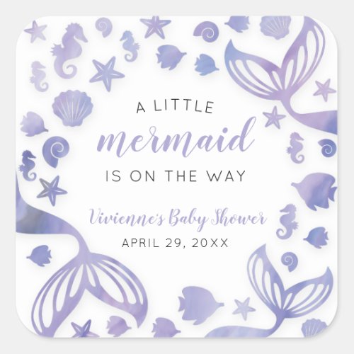 Under the Sea Mermaid Baby Shower Square Sticker