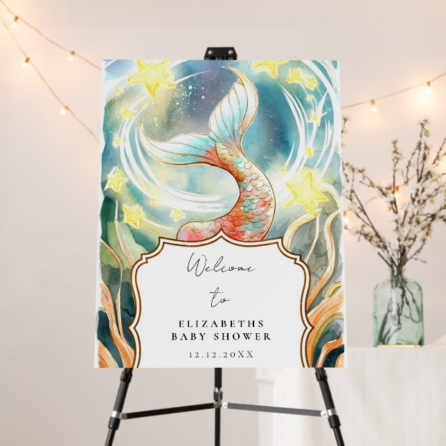 Under the Sea Mermaid Baby Shower Welcome Sign (In Situ (Stand))