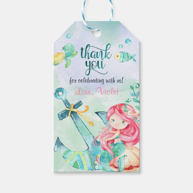 Under The Sea Mermaid Birthday Favor Gift Tags | Zazzle