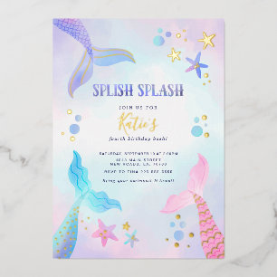 Under the Sea Mermaid Birthday Foil Invitation