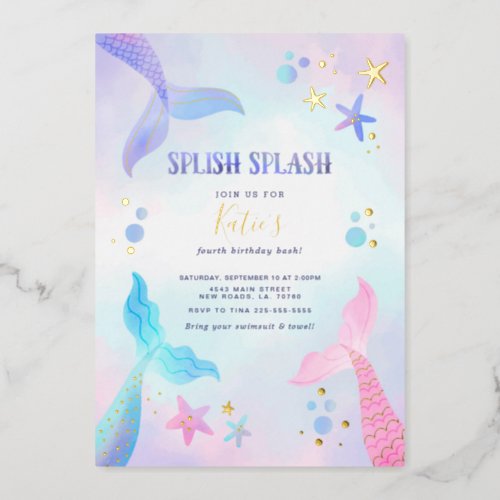 Under the Sea Mermaid Birthday Foil Invitation