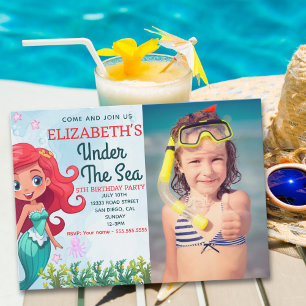 Under the sea Mermaid Birthday Girl Invitation