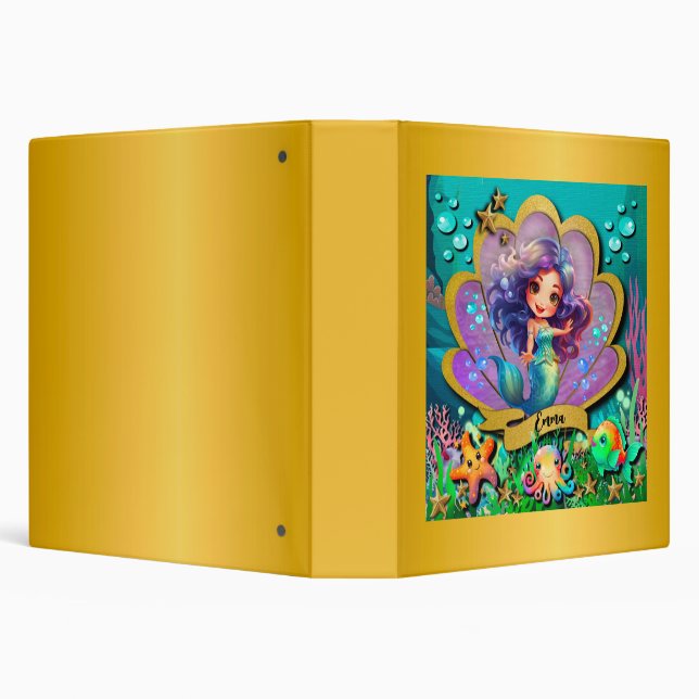 Under The Sea & Mermaid Birthday Girl Party 3 Ring Binder (Background)