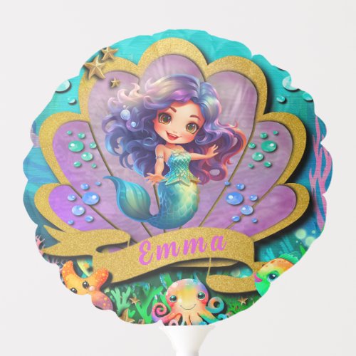 Under The Sea  Mermaid Birthday Girl Party Balloon