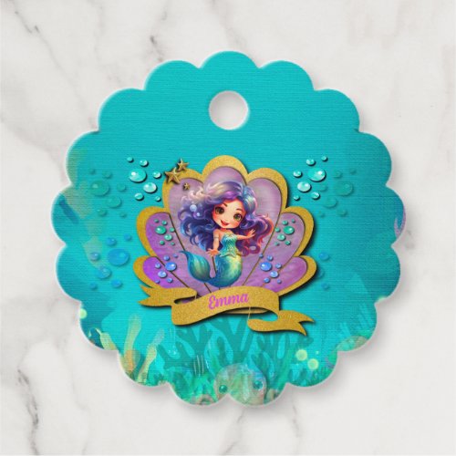 Under The Sea  Mermaid Birthday Girl Party Favor Tags