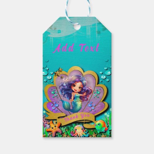 Under The Sea  Mermaid Birthday Girl Party Gift Tags