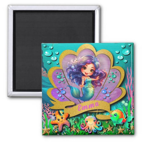 Under The Sea  Mermaid Birthday Girl Party Magnet